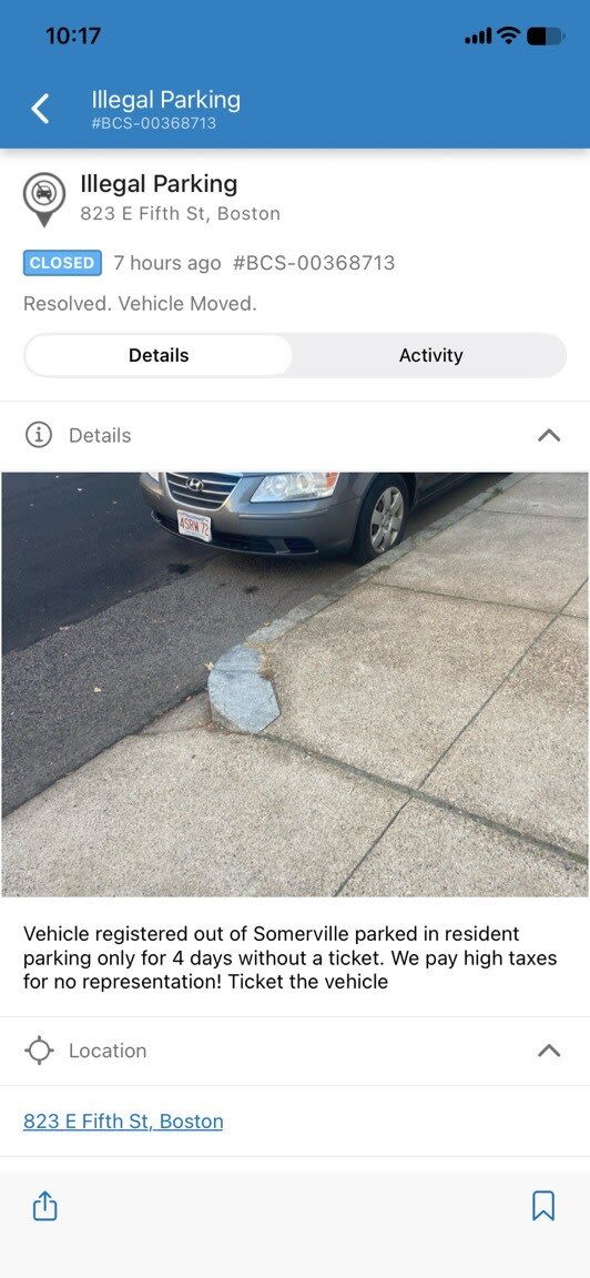 Image submitted with report