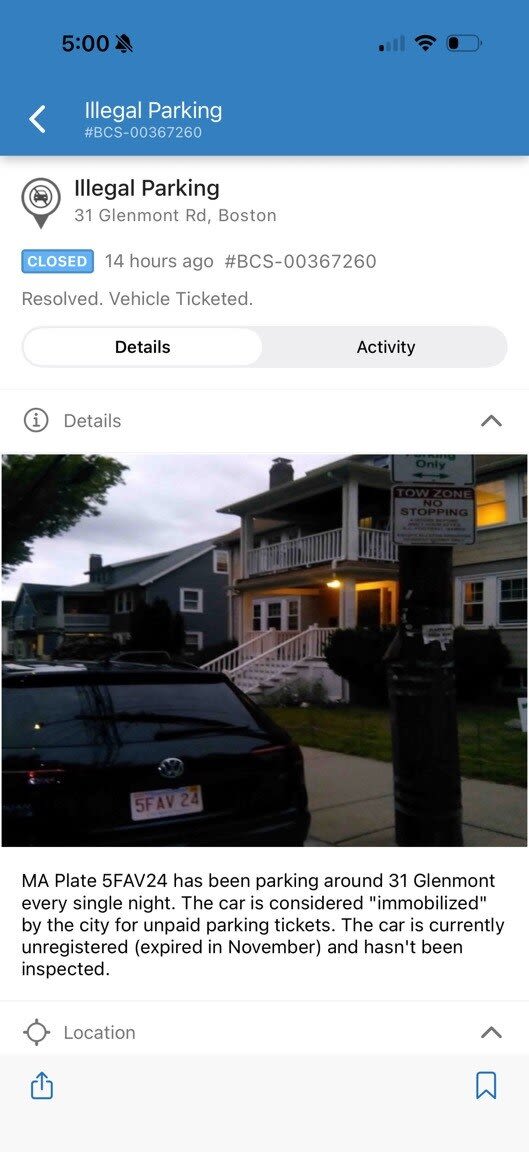 Image submitted with report