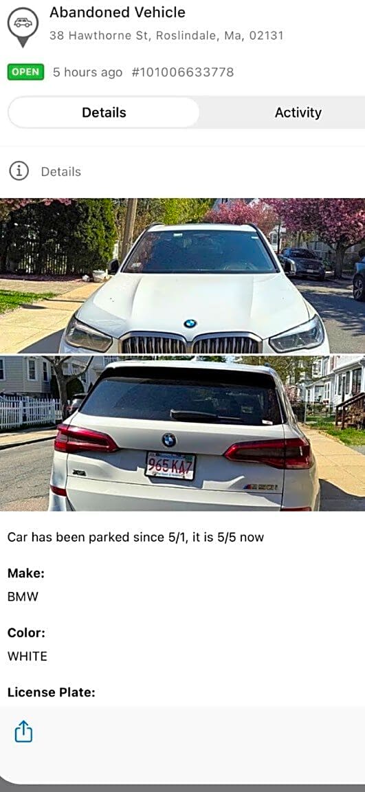 Image submitted with report