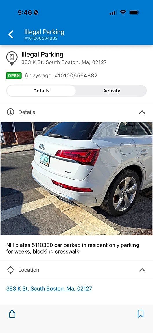 Image submitted with report