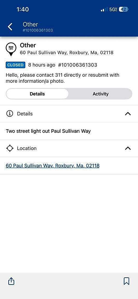 Image submitted with report