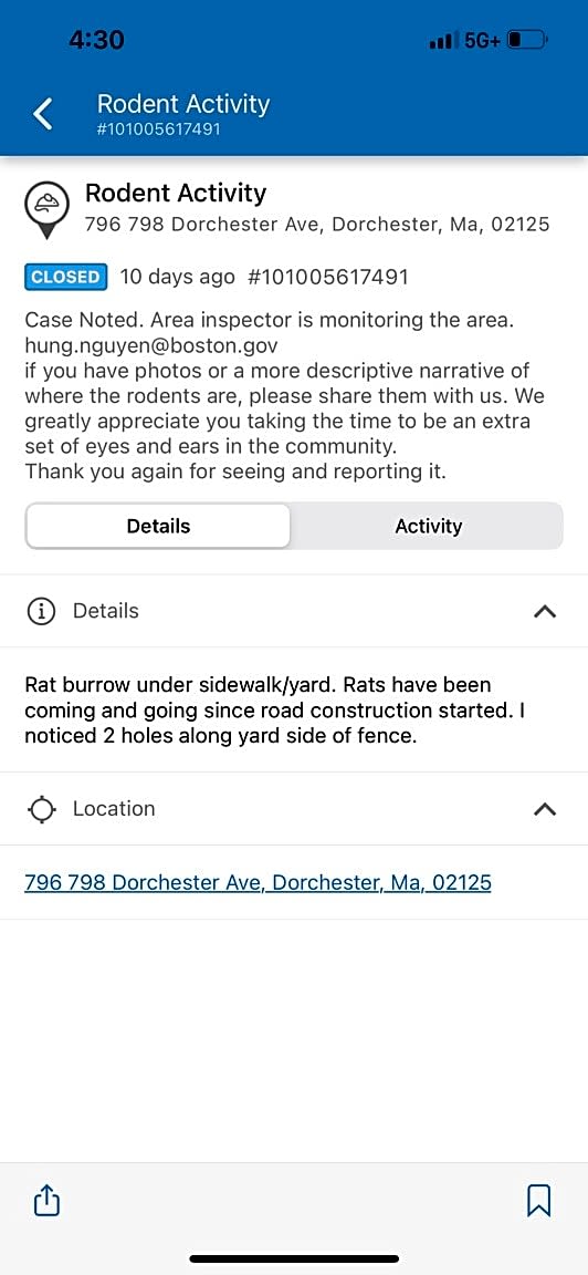 Image submitted with report