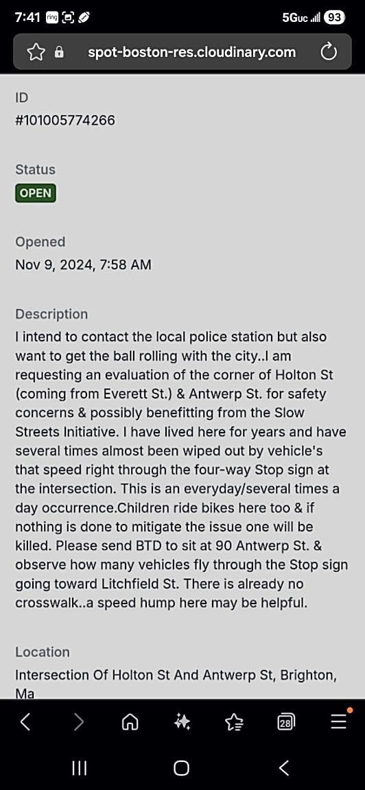 Image submitted with report