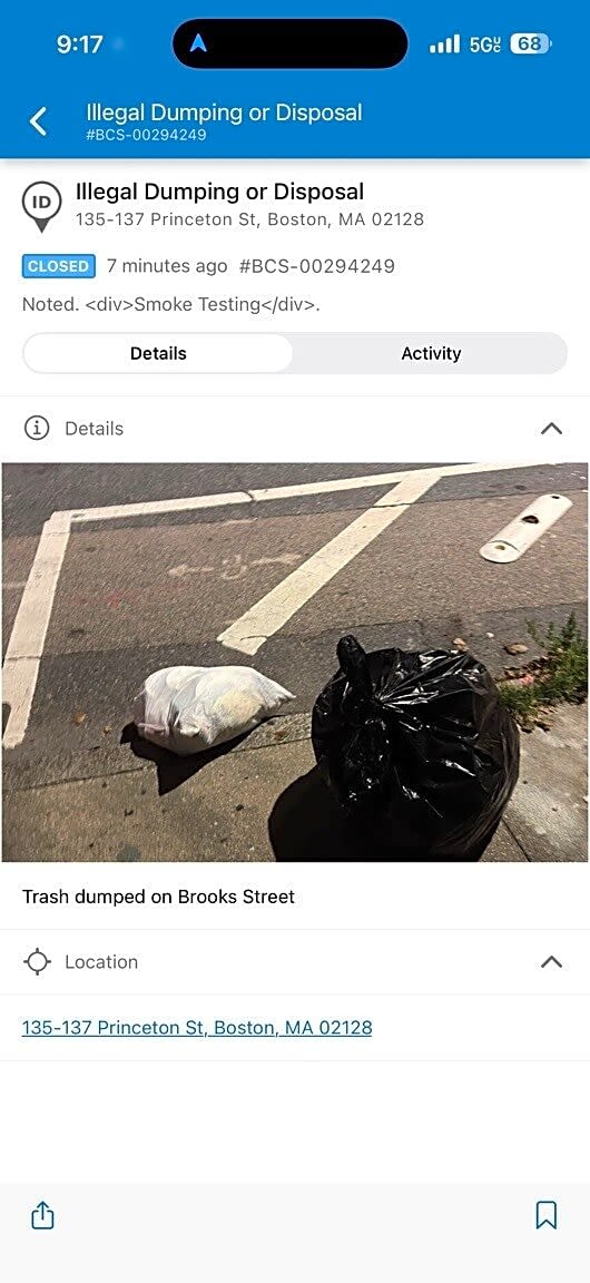 Image submitted with report