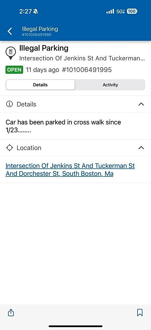 Image submitted with report