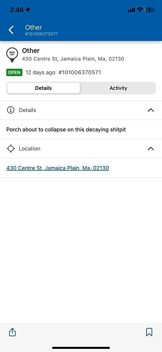 Image submitted with report