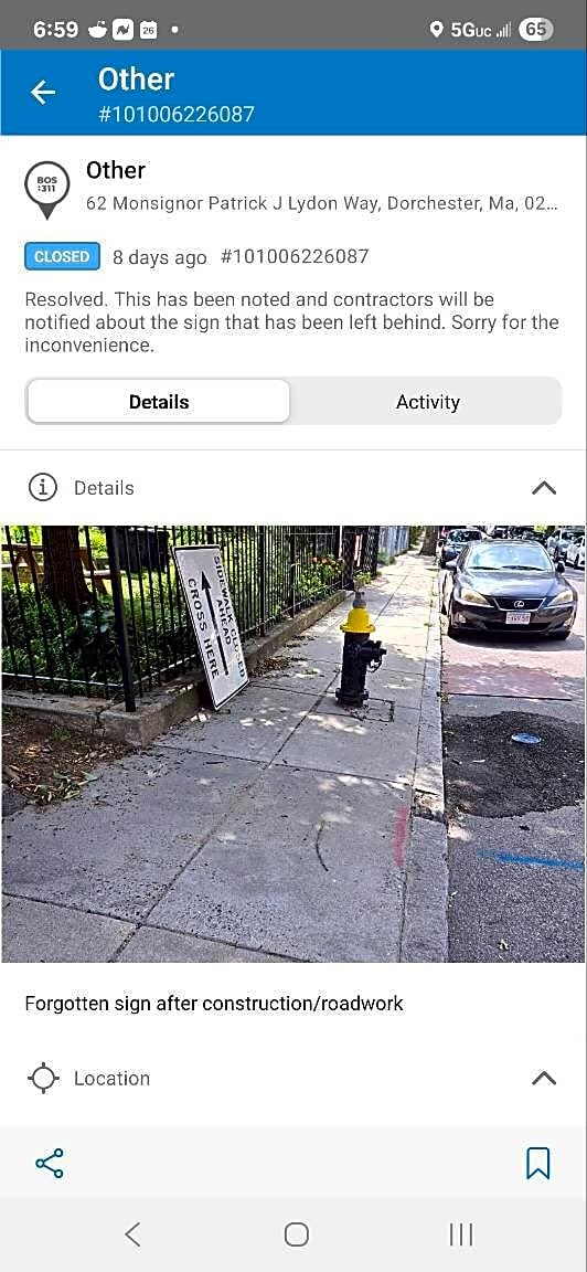 Image submitted with report