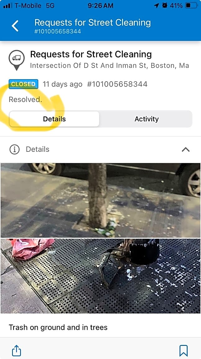 Image submitted with report