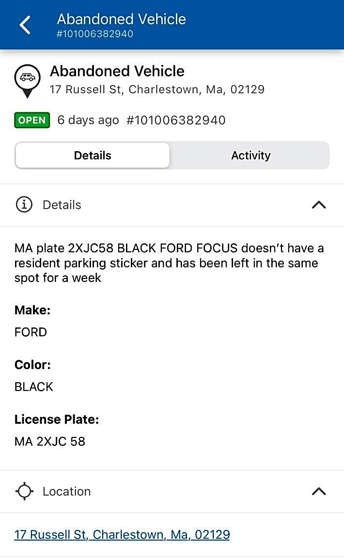 Image submitted with report