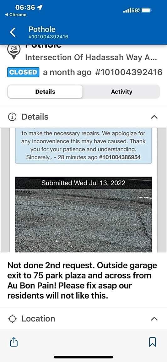 Image submitted with report