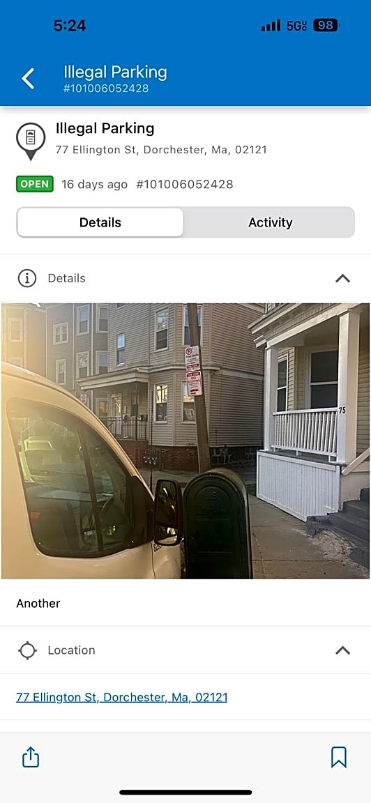 Image submitted with report